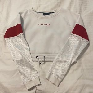 Alphalete cropped drawstring/mesh sleeve sweater